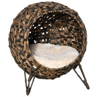 PawHut Katzenhaus braun Rattan B/H/L: ca. 46x58x54 cm Katzenhaus - braun (54,00/46,00/58,00cm) - PawHut