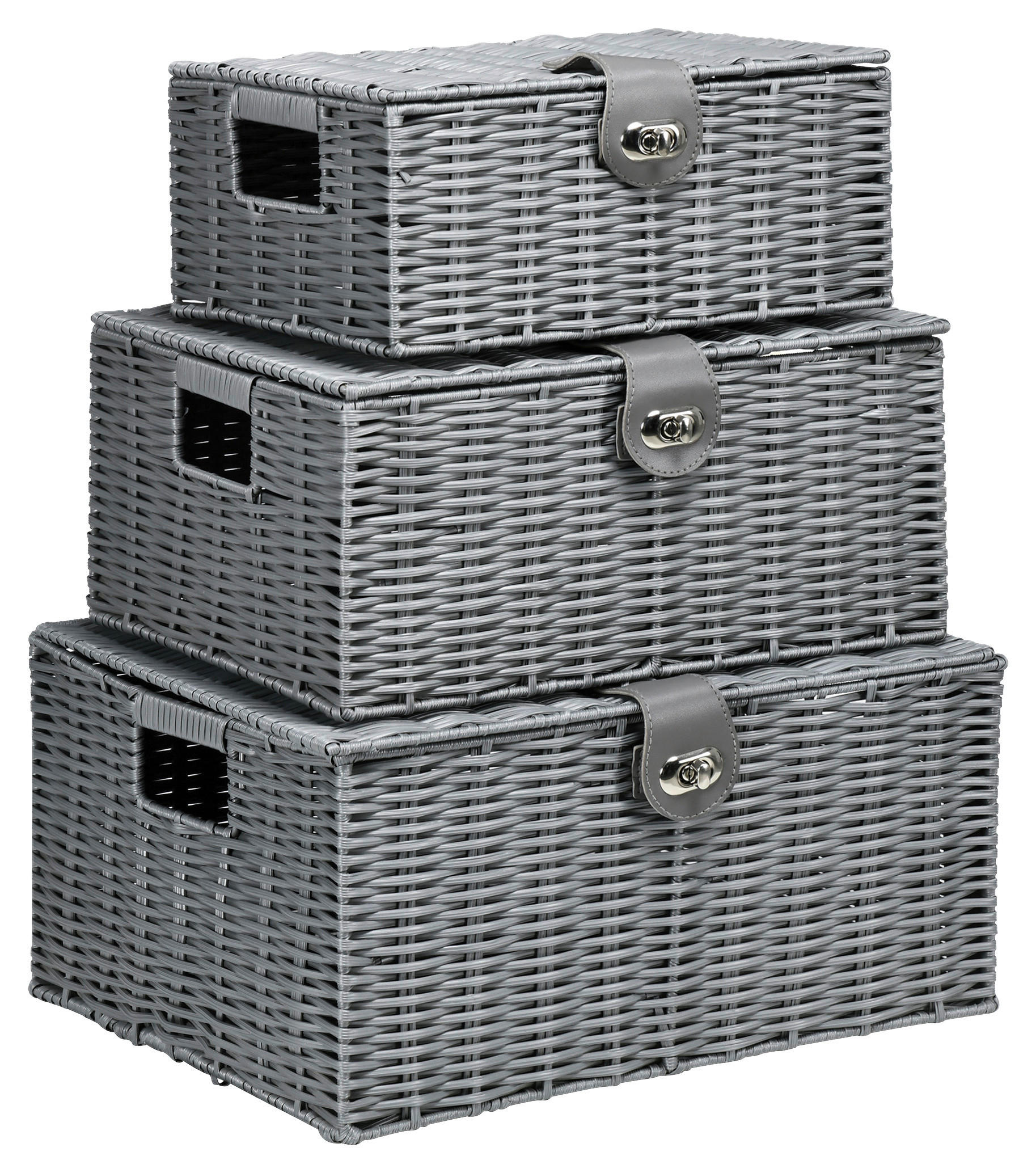 HOMCOM Aufbewahrungskorb grau Metall B/H/L: ca. 28,5x35,5x18 cm Aufbewahrungskorb-Set - grau (18,00/28,50/35,50cm) - HOMCOM