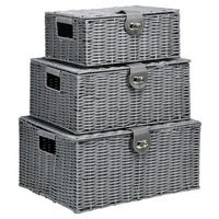 HOMCOM Aufbewahrungskorb grau Metall B/H/L: ca. 28,5x35,5x18 cm Aufbewahrungskorb-Set - grau (18,00/28,50/35,50cm) - HOMCOM