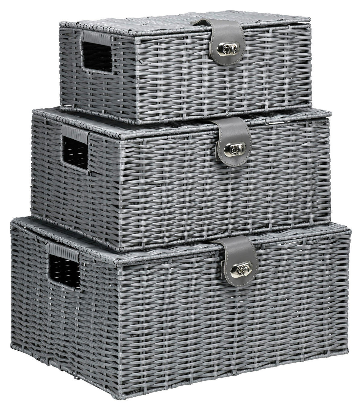 HOMCOM Aufbewahrungskorb grau Metall B/H/L: ca. 28,5x35,5x18 cm Aufbewahrungskorb-Set - grau (18,00/28,50/35,50cm) - HOMCOM