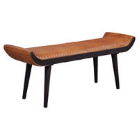 Wohnling Sitzbank braun schwarz Leder Echtholz B/H/T: ca. 125x51x38 cm Sitzbank - braun/schwarz (125,00/51,00/38,00cm) - Wohnling