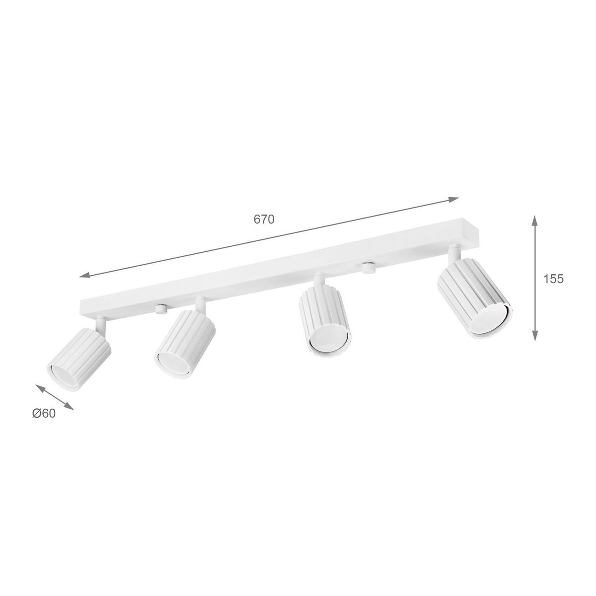 Lamkur Strahler weiß Stahl B/H/L: ca. 6,5x16,5x81 cm 4 Brennstellen Prisma - weiß (81,00/6,50/16,50cm) - Lamkur