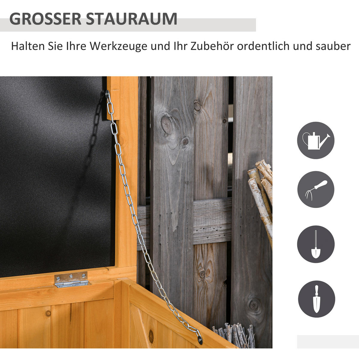 Outsunny Gartenschrank natur Holz B/H/L: ca. 56x60x127 cm Gartenschrank - natur (127,00/56,00/60,00cm) - Outsunny