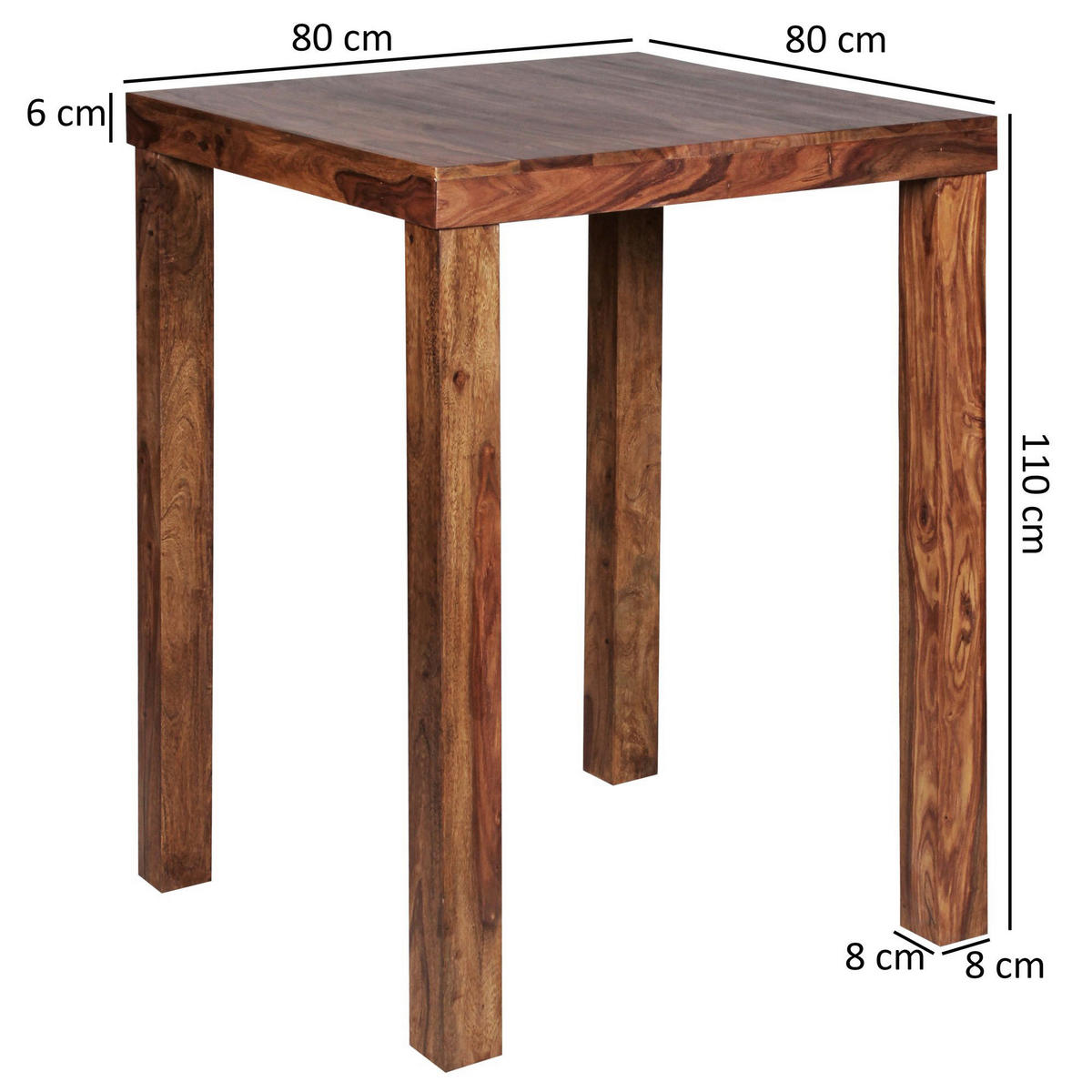 Bartisch natur Echtholz B/H/T: ca. 80x110x80 cm Bartisch - natur (80,00/110,00/80,00cm) - Wohnling