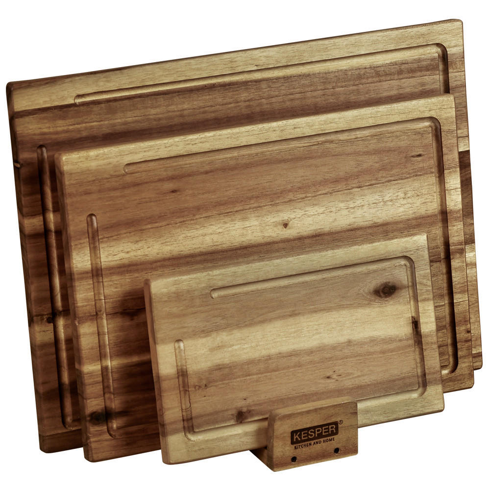 Kesper Schneidbrett Schneidebrett 3er Set inkl. Ständer - natur (40,00/11,20/31,50cm) - Kesper