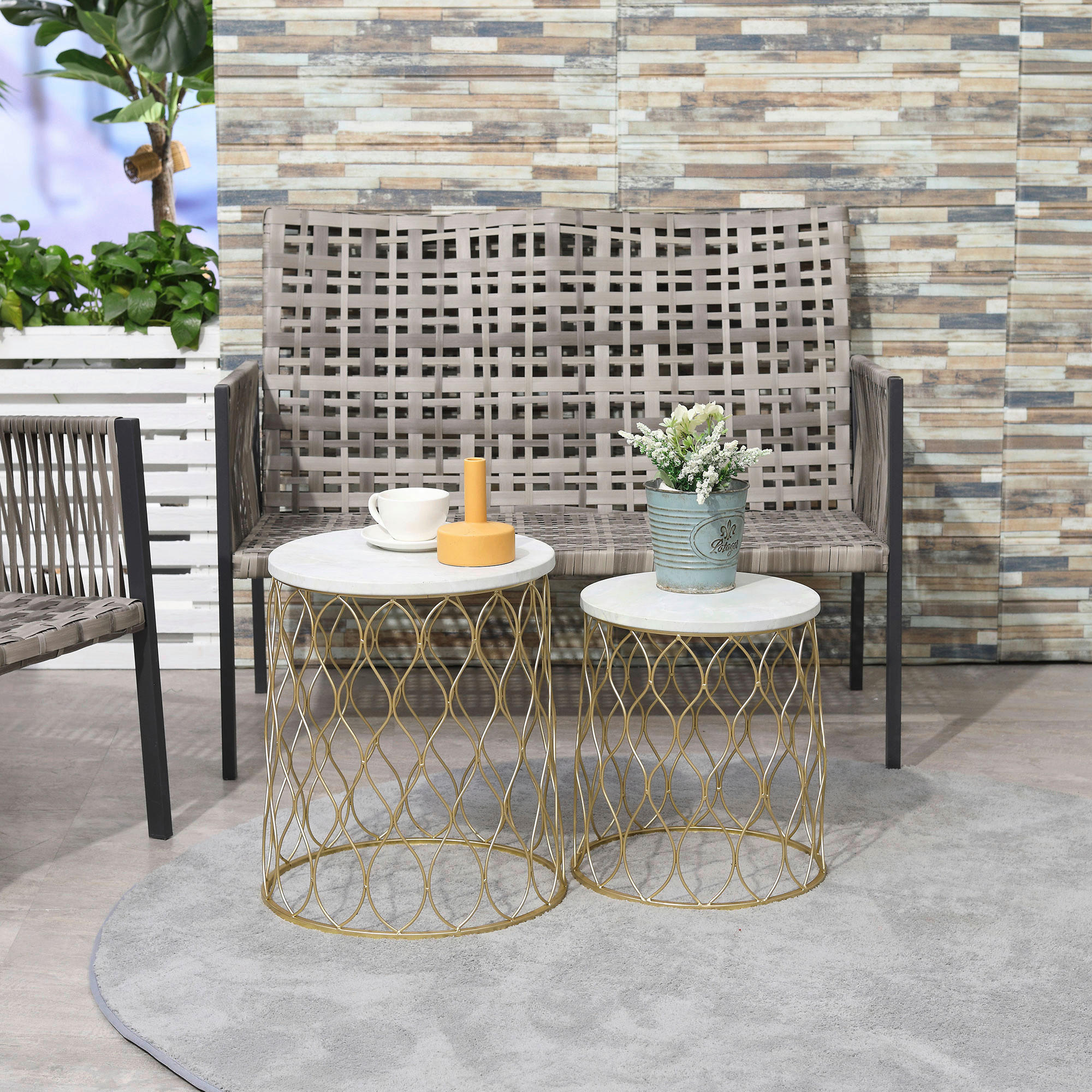 Outsunny Gartentisch Gartentisch - gold (41,00/41,00/46,00cm) - Outsunny