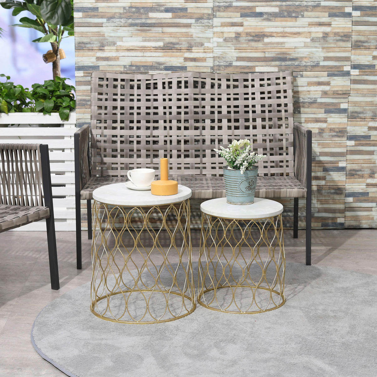 Outsunny Gartentisch Gartentisch - gold (41,00/41,00/46,00cm) - Outsunny