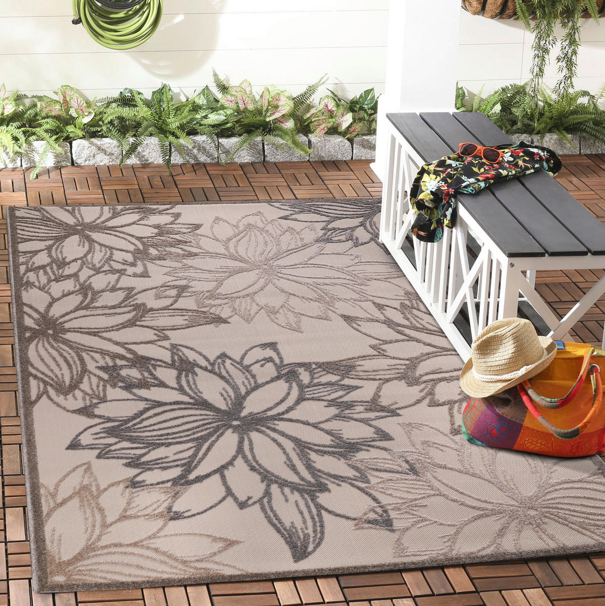 Sanat Outdoorteppich FLORAL creme B/L: ca. 240x330 cm FLORAL - creme (240,00/330,00cm) - Sanat