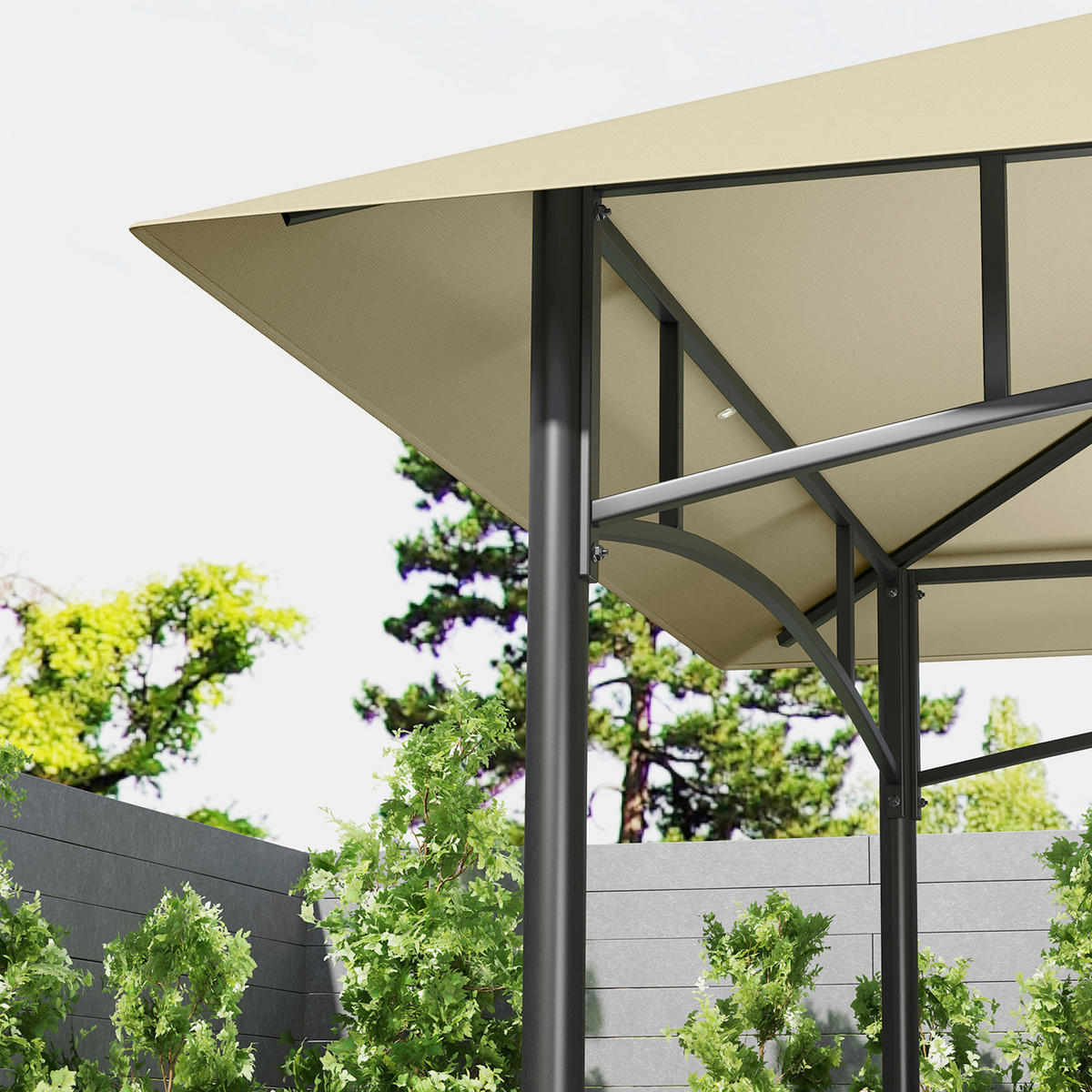 Outsunny Grillpavillon beige Stahl B/H/L: ca. 150x257x240 cm Grillpavillon - beige (240,00/150,00/257,00cm) - Outsunny