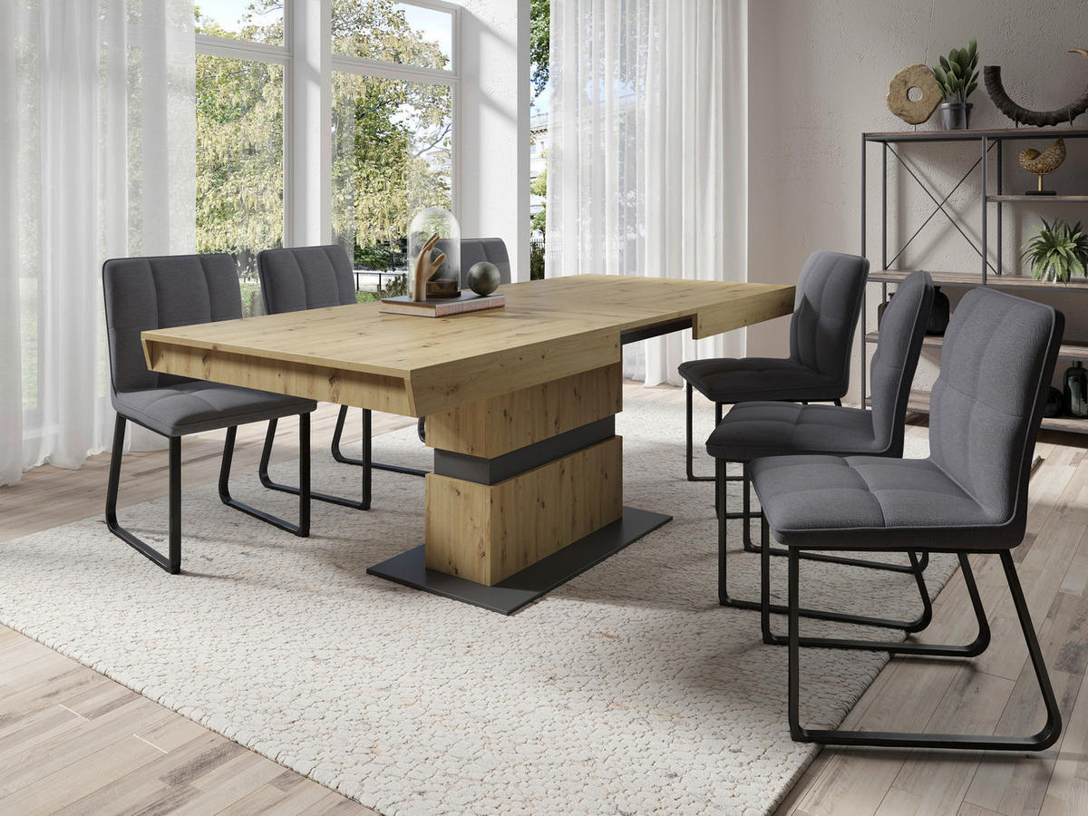 Stuhl TALEA  2er-Set dunkelgrau schwarz Webstoff Metall B/H/T: ca. 46x86x55 cm TALEA  2er-Set - schwarz/dunkelgrau (46,00/86,00/55,00cm) - byLIVING