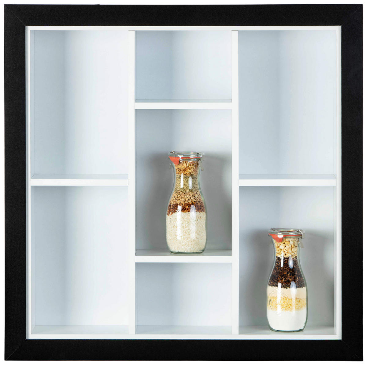 Vitrine Septem schwarz weiß B/H/T: ca. 66,5x66,5x13,7 cm Septem - weiß/schwarz (66,50/66,50/13,70cm) - Inter Link