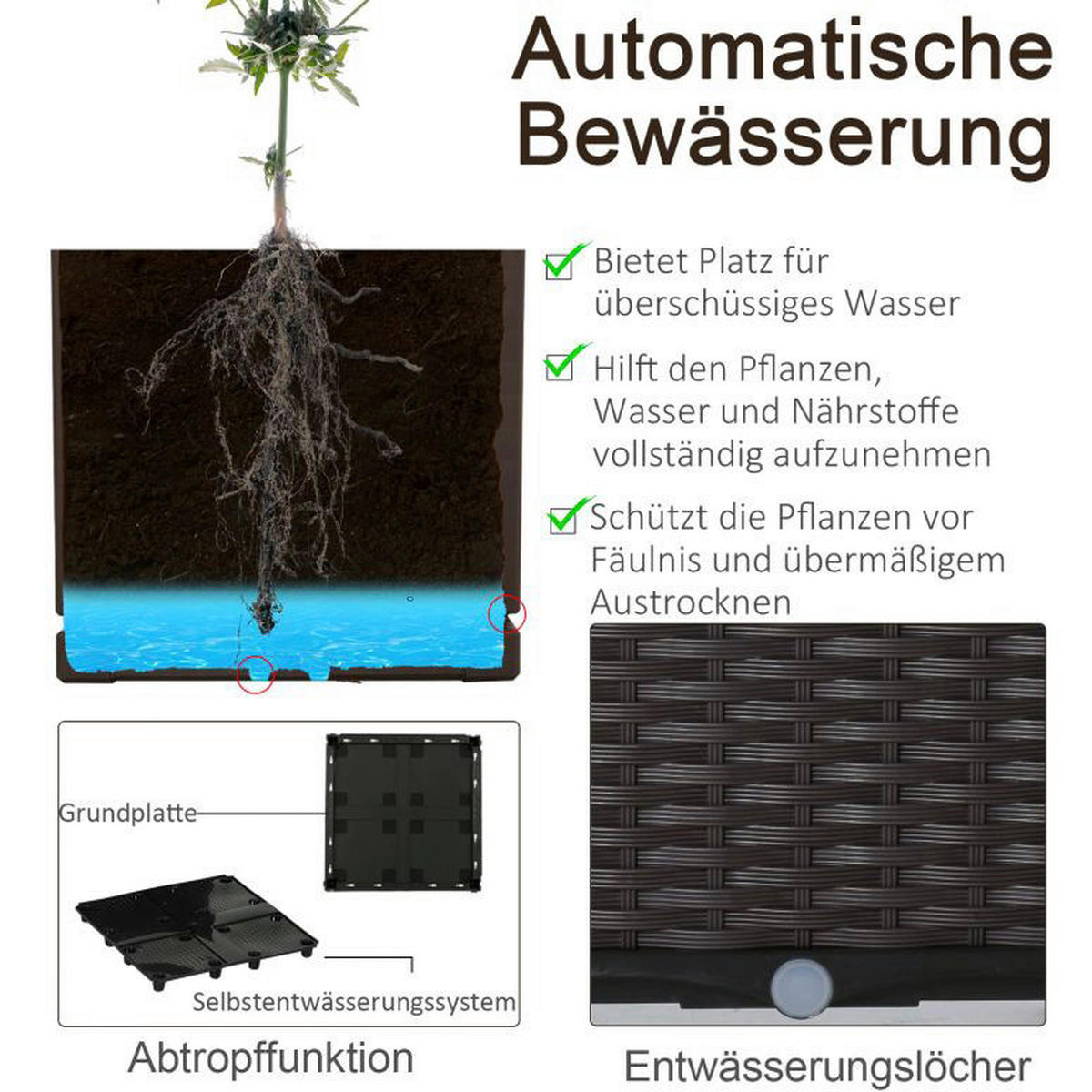 Outsunny Hochbeet braun H/T/L: ca. 44x80x120 cm Hochbeet 845-439V02 - braun (120,00cm) - Outsunny