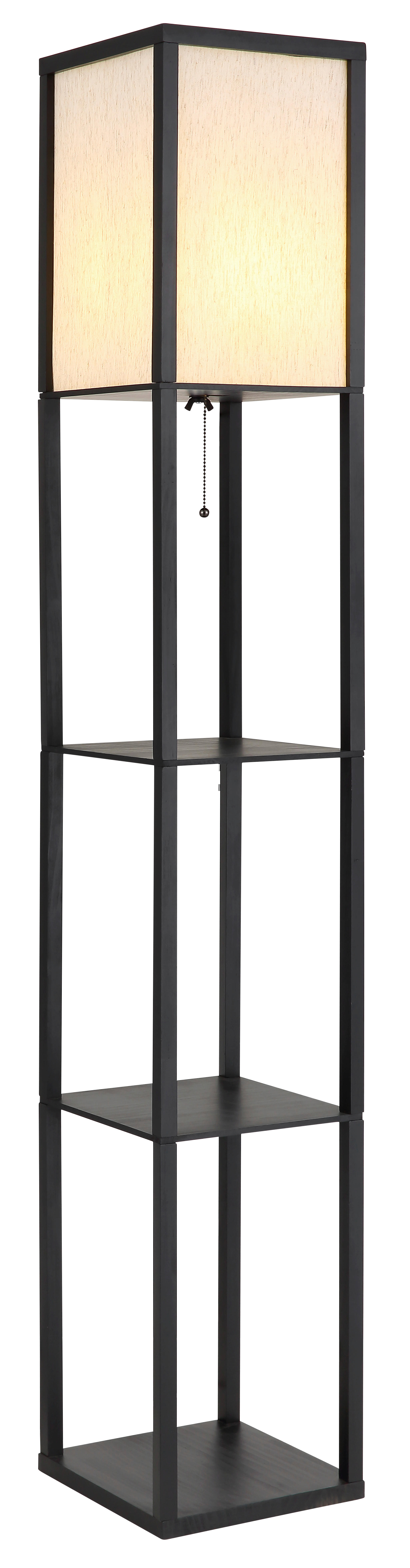 GLOBO Stehleuchte natur schwarz PVC Holz Textil B/H/L: ca. 26x159x26 cm E27 1 Brennstellen TABITHA - natur/schwarz (26,00/26,00/159,00cm) - GLOBO