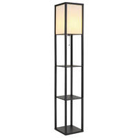 GLOBO Stehleuchte natur schwarz PVC Holz Textil B/H/L: ca. 26x159x26 cm E27 1 Brennstellen TABITHA - natur/schwarz (26,00/26,00/159,00cm) - GLOBO