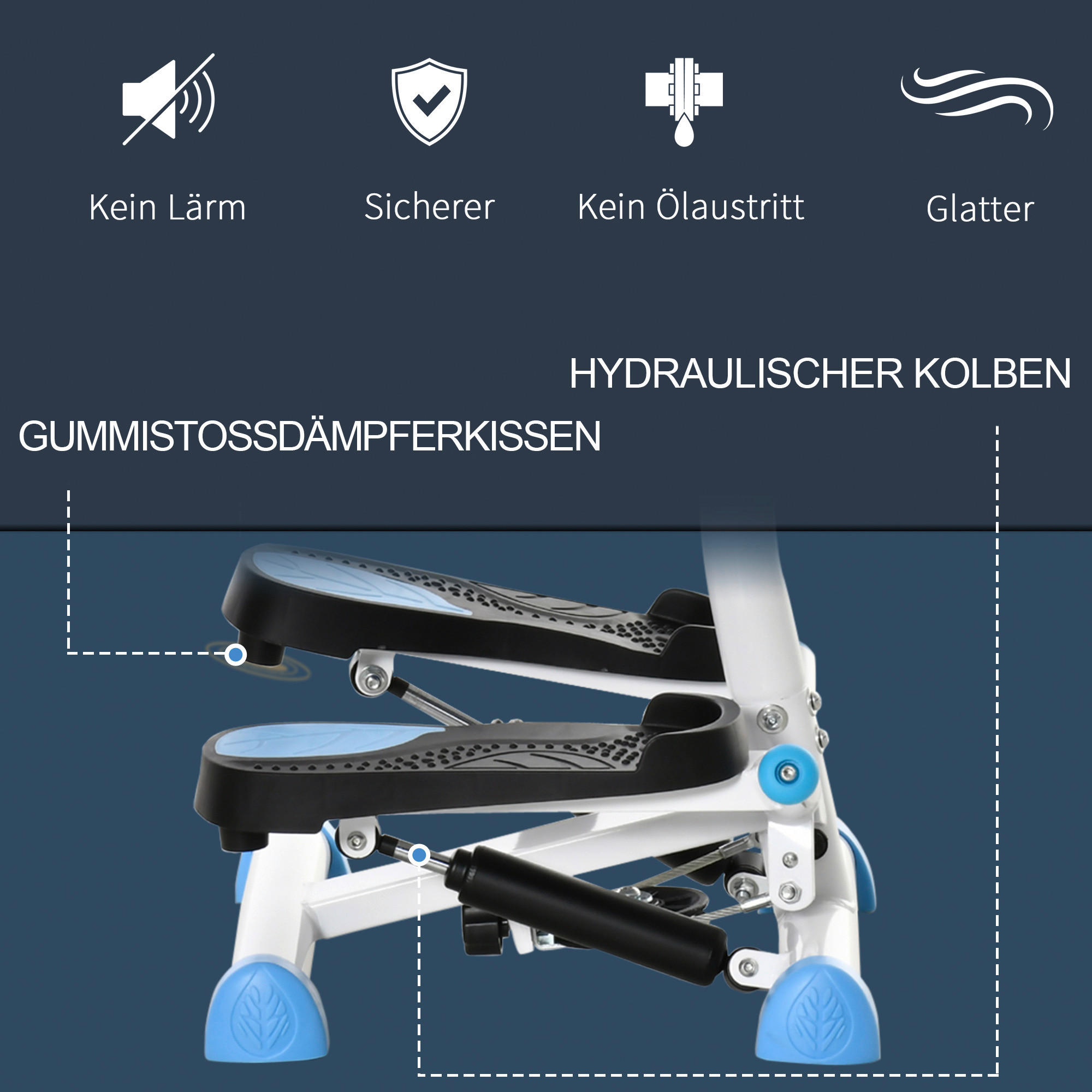 HOMCOM Steppmaschine schwarz Stahl B/H/L: ca. 44x108x55 cm Steppmaschine - blau/schwarz (55,00/44,00/108,00cm) - HOMCOM
