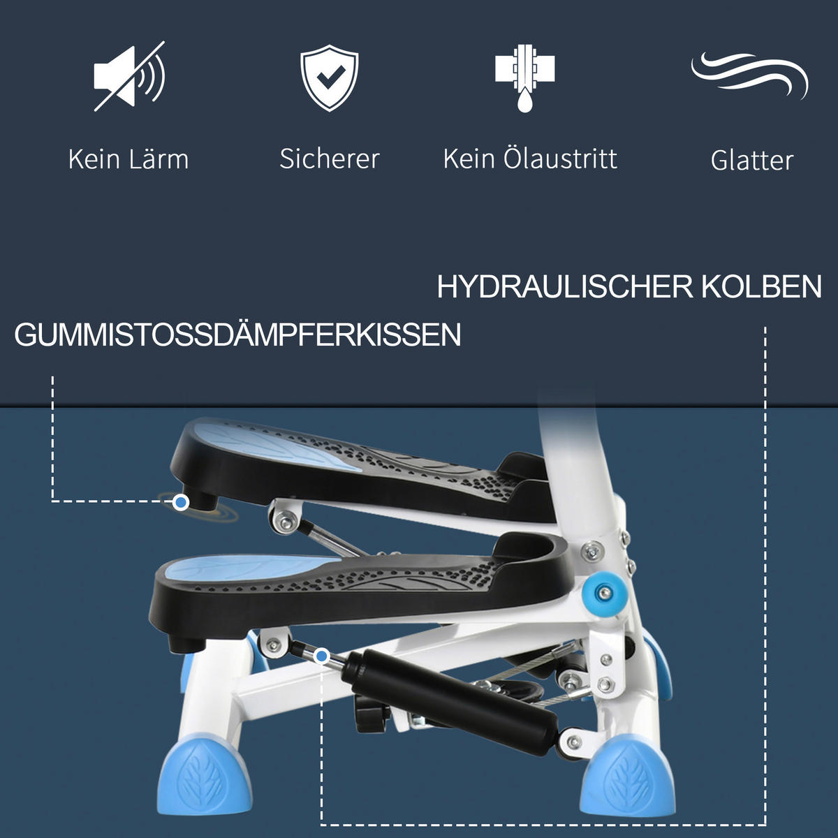 HOMCOM Steppmaschine schwarz Stahl B/H/L: ca. 44x108x55 cm Steppmaschine - blau/schwarz (55,00/44,00/108,00cm) - HOMCOM
