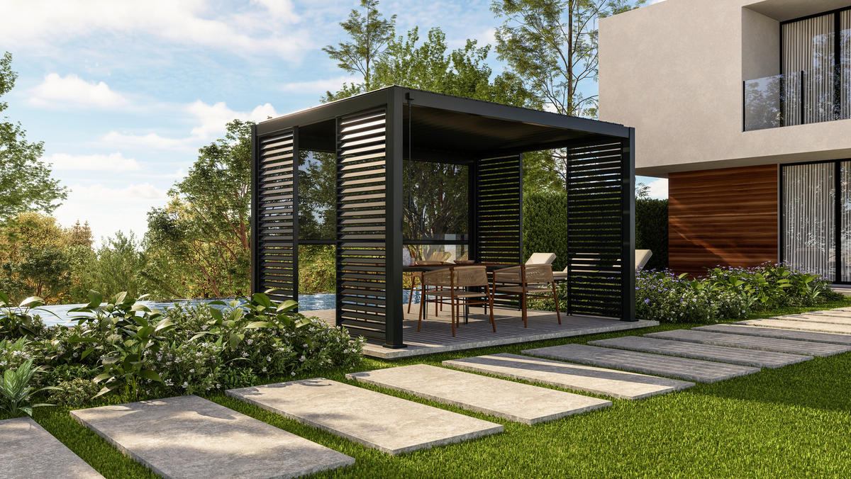 Mirador Pergola Deluxe anthrazit Aluminium B/H/L: ca. 400x250x300 cm Deluxe - anthrazit (300,00/400,00/250,00cm) - Mirador