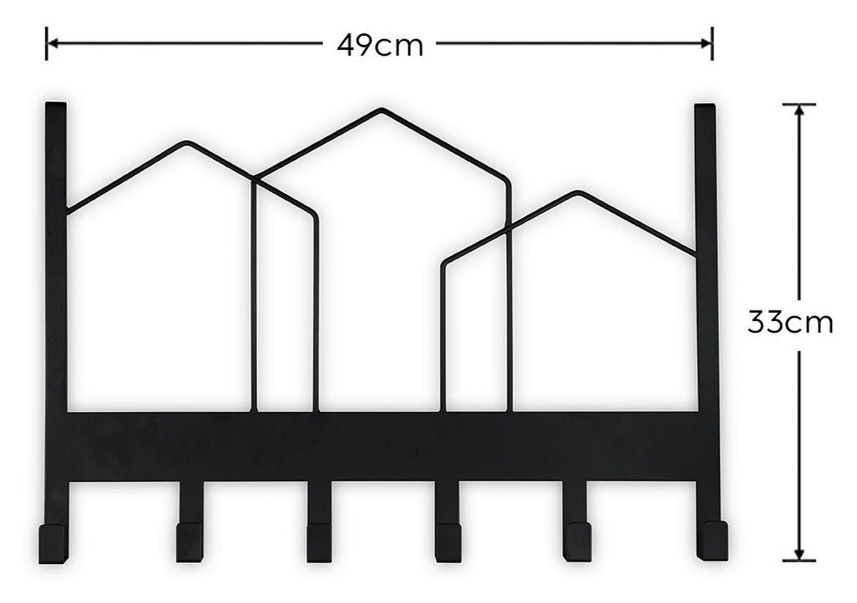 Türgarderobe Chalotte schwarz Metall B/H/T: ca. 48x33x2 cm Chalotte - schwarz (48,00/33,00/2,00cm)