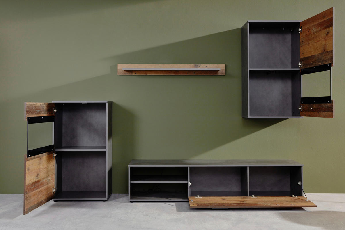 Wohnwand Mango Old Wood Nachbildung Matera Nachbildung B/H/T: ca. 246x182x37 cm Mango - (246,00/182,00/37,00cm) - Trendteam