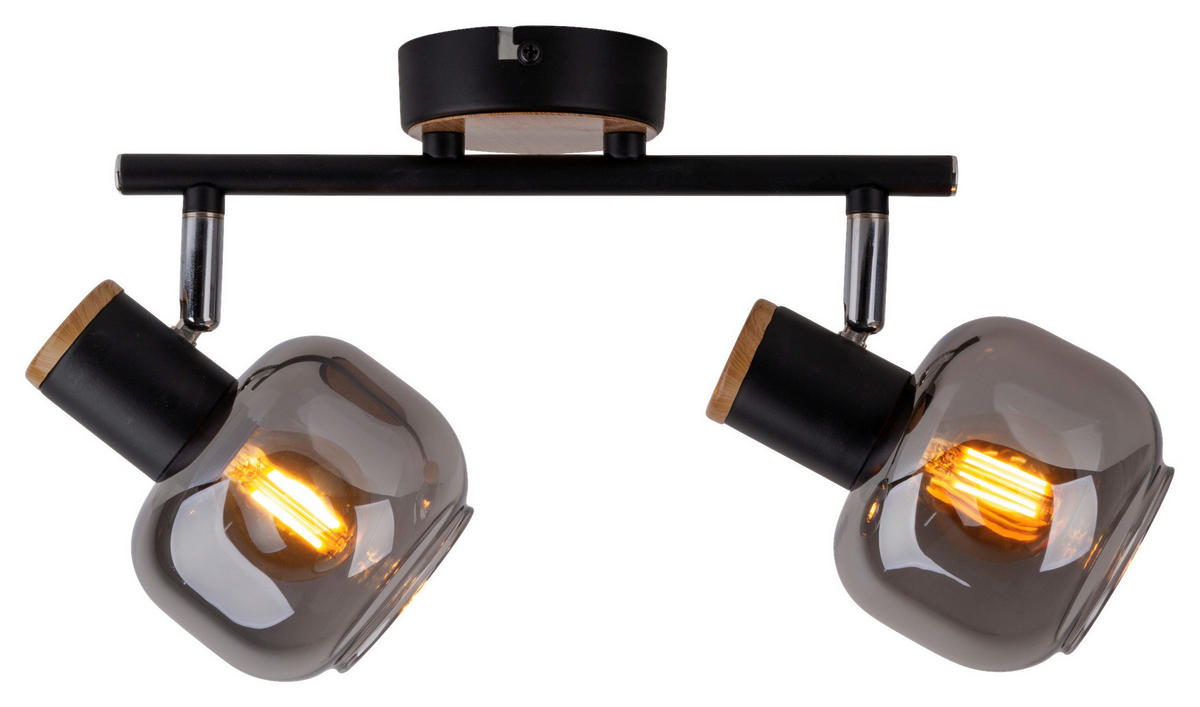 Näve Leuchten Spot schwarz Metall Glas B/H/T: ca. 40x20x10 cm E14 2 Brennstellen FUMOSO - schwarz (40,00/20,00/10,00cm) - Näve Leuchten