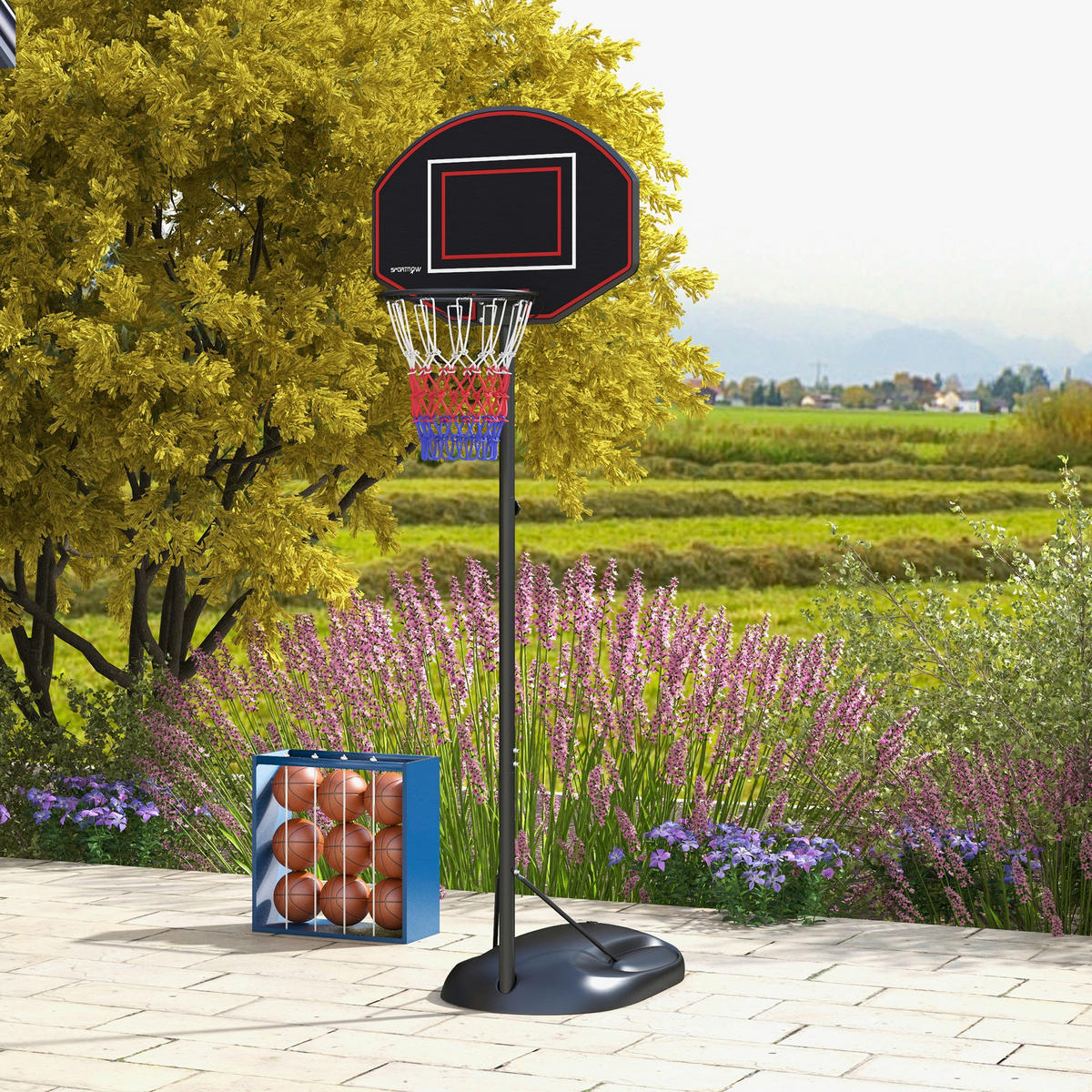SPORTNOW Basketballständer schwarz Stahl B/H/L: ca. 60x282x84 cm Basketballständer - schwarz (84,00/60,00/282,00cm) - SPORTNOW