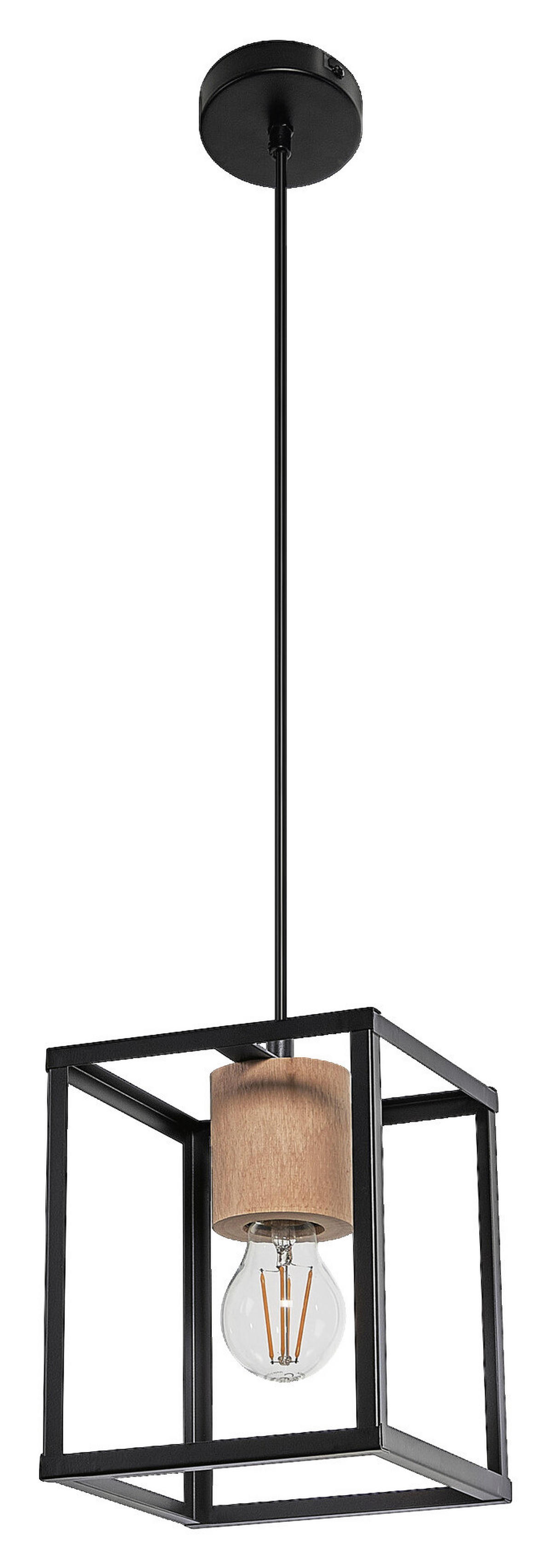 LEDVANCE Pendelleuchte Nairobi 758902 schwarz Metall Holz B/H/L: ca. 17x135x17 cm E27 1 Brennstellen Decor Nairobi - schwarz (17,00/17,00/135,00cm) - LEDVANCE