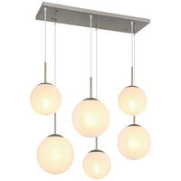 GLOBO Pendelleuchte KOP 30520601 klar Opal nickel Metall Glas B/H/L: ca. 93,5x120x43 cm E27 6 Brennstellen KOP - klar/nickel (43,00/93,50/120,00cm) - GLOBO