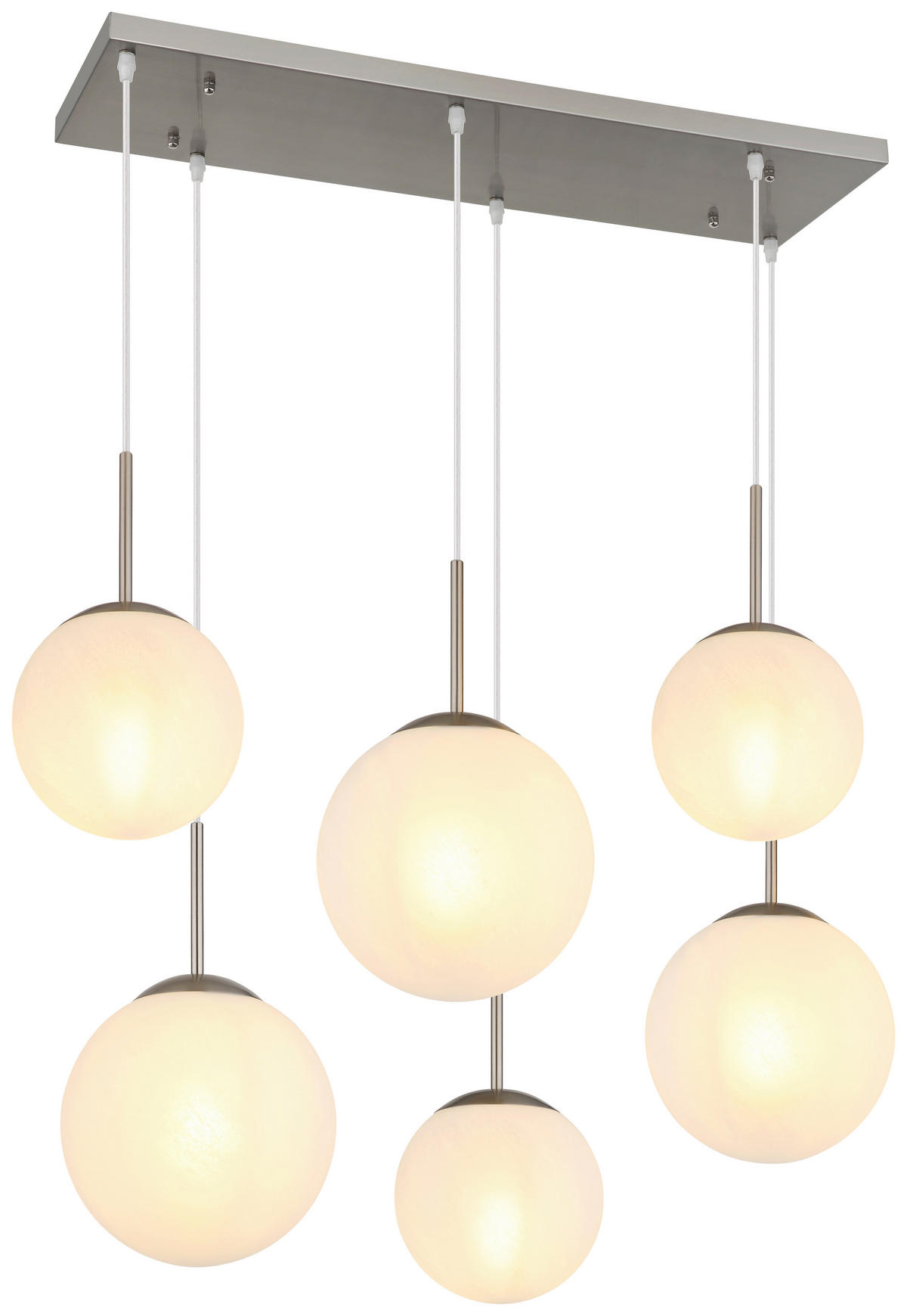 GLOBO Pendelleuchte KOP 30520601 klar Opal nickel Metall Glas B/H/L: ca. 93,5x120x43 cm E27 6 Brennstellen KOP - klar/nickel (43,00/93,50/120,00cm) - GLOBO