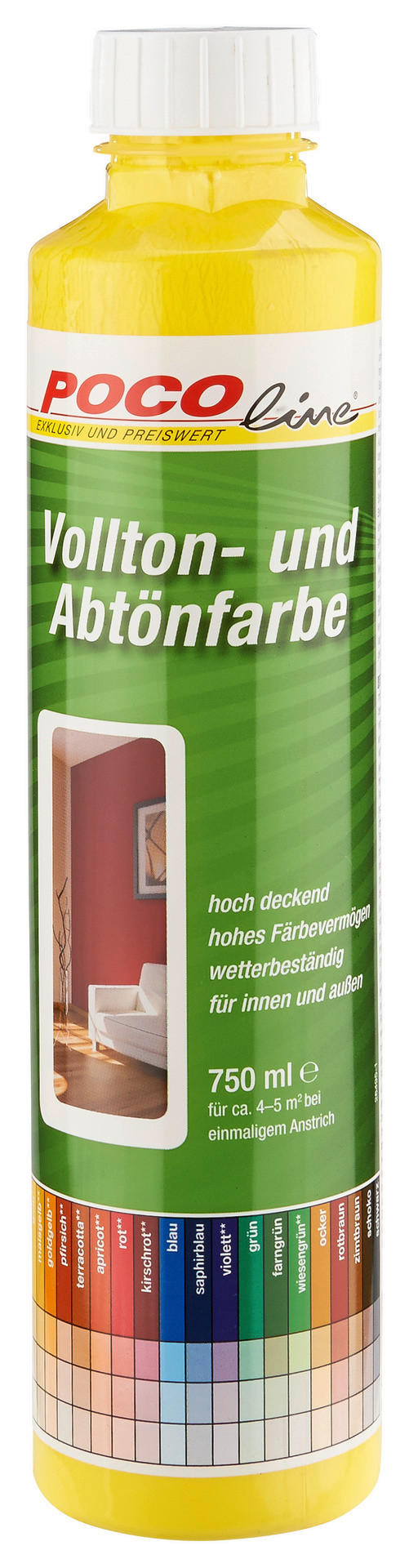 POCOline Vollton- und Abtönfarbe gelb ca. 0,75 l Voll+Abtönfarbe 750ml gelb - gelb (750ml) - POCOline