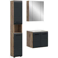 Badezimmer-Set Ice Nox Oak Nachbildung schwarz matt B/H/T: ca. 105x185x46 cm Ice - schwarz (105,00/185,00/46,00cm) - xonox.home