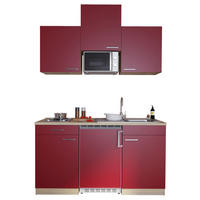Respekta Singleküche Economy rot matt B/H/T: ca. 150x200x60 cm Economy - Eiche/rot (150,00/200,00/60,00cm) - Respekta