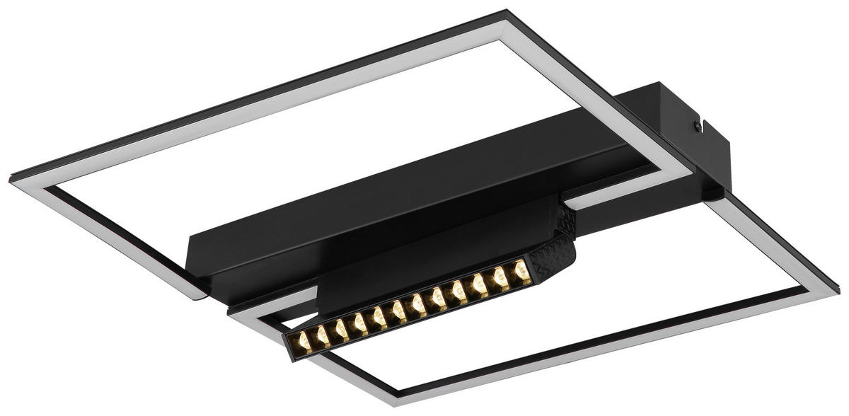 GLOBO LED-Deckenleuchte schwarz mattschwarz Aluminium Metall Kunststoff B/H/T: ca. 42x11x42 cm MAXWELL - schwarz/mattschwarz (42,00/11,00/42,00cm) - GLOBO