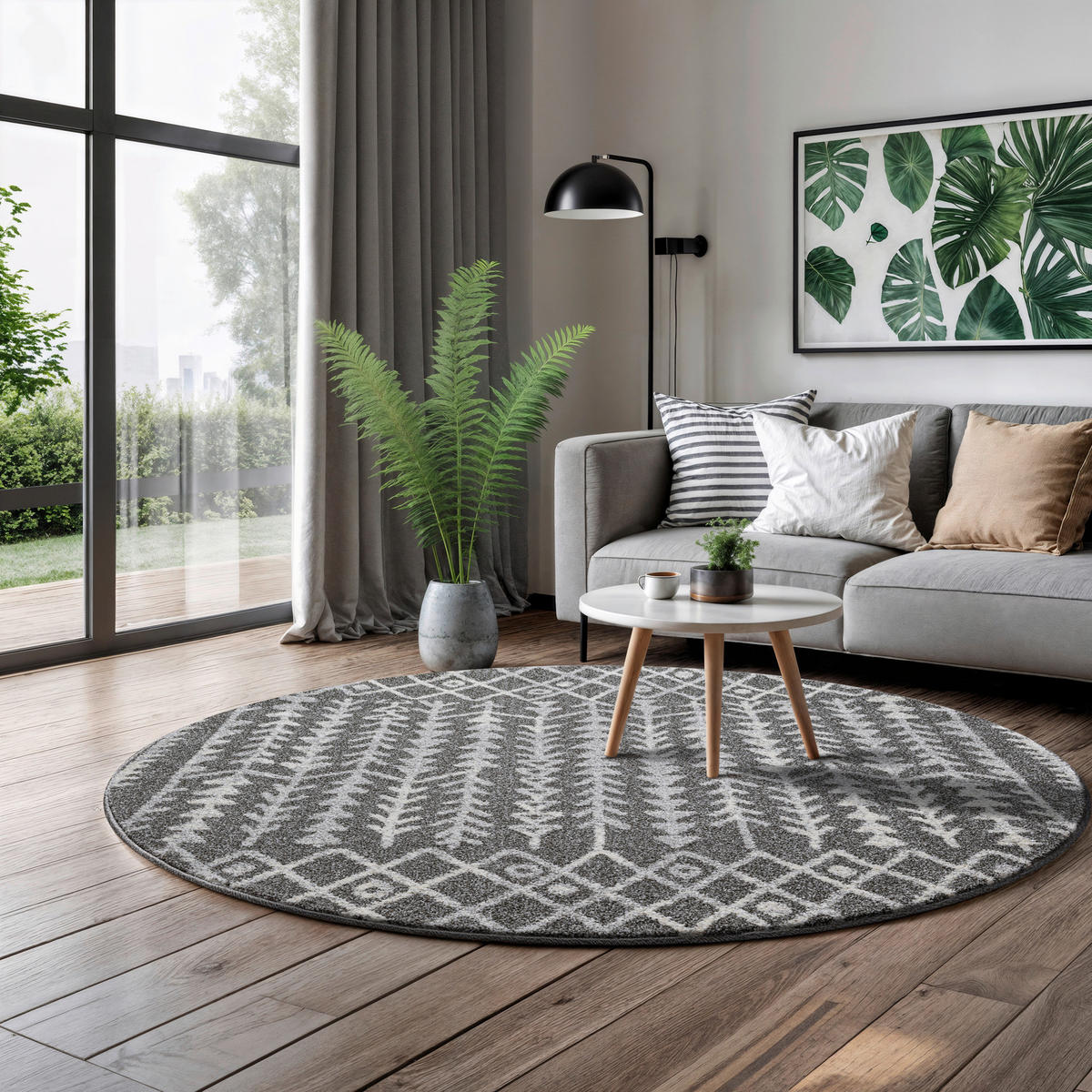 Sanat Teppich anthrazit B/L: ca. 150x150 cm Teppich_Boho_8204_150x150 - anthrazit (150,00/150,00cm) - Sanat