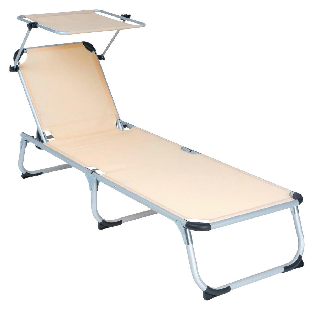VCM Sonnenliege beige Textilene B/H/L: ca. 57x30x187 cm Sonnenliege - beige (187,00/57,00/30,00cm) - VCM