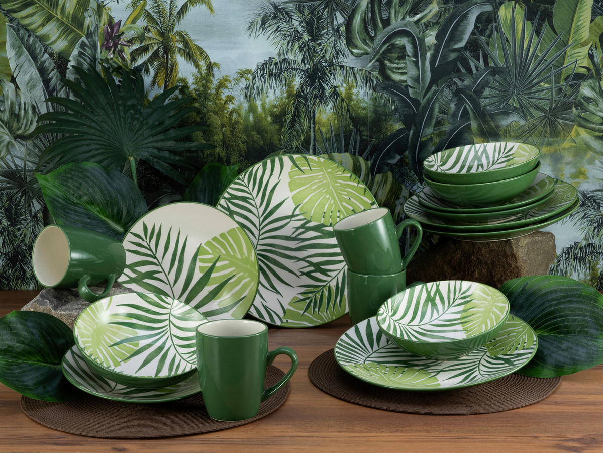 CreaTable Kombiservice TROPICANA grün Steinzeug 16 tlg. TROPICANA - grün - CreaTable