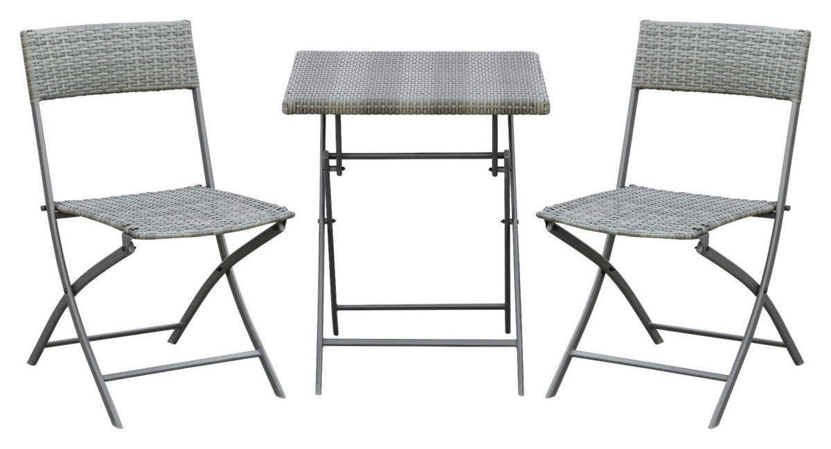 Outsunny Sitzgruppe grau Polyrattan B/H/L: ca. 60x60x72 cm Gartenmöbel-Set - grau (72,00/60,00/60,00cm) - Outsunny