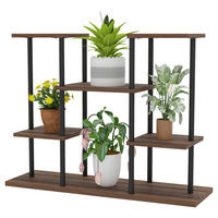 Outsunny Blumenständer braun Holz B/H/L: ca. 24x61,5x80 cm Blumenständer - braun/schwarz (80,00/24,00/61,50cm) - Outsunny