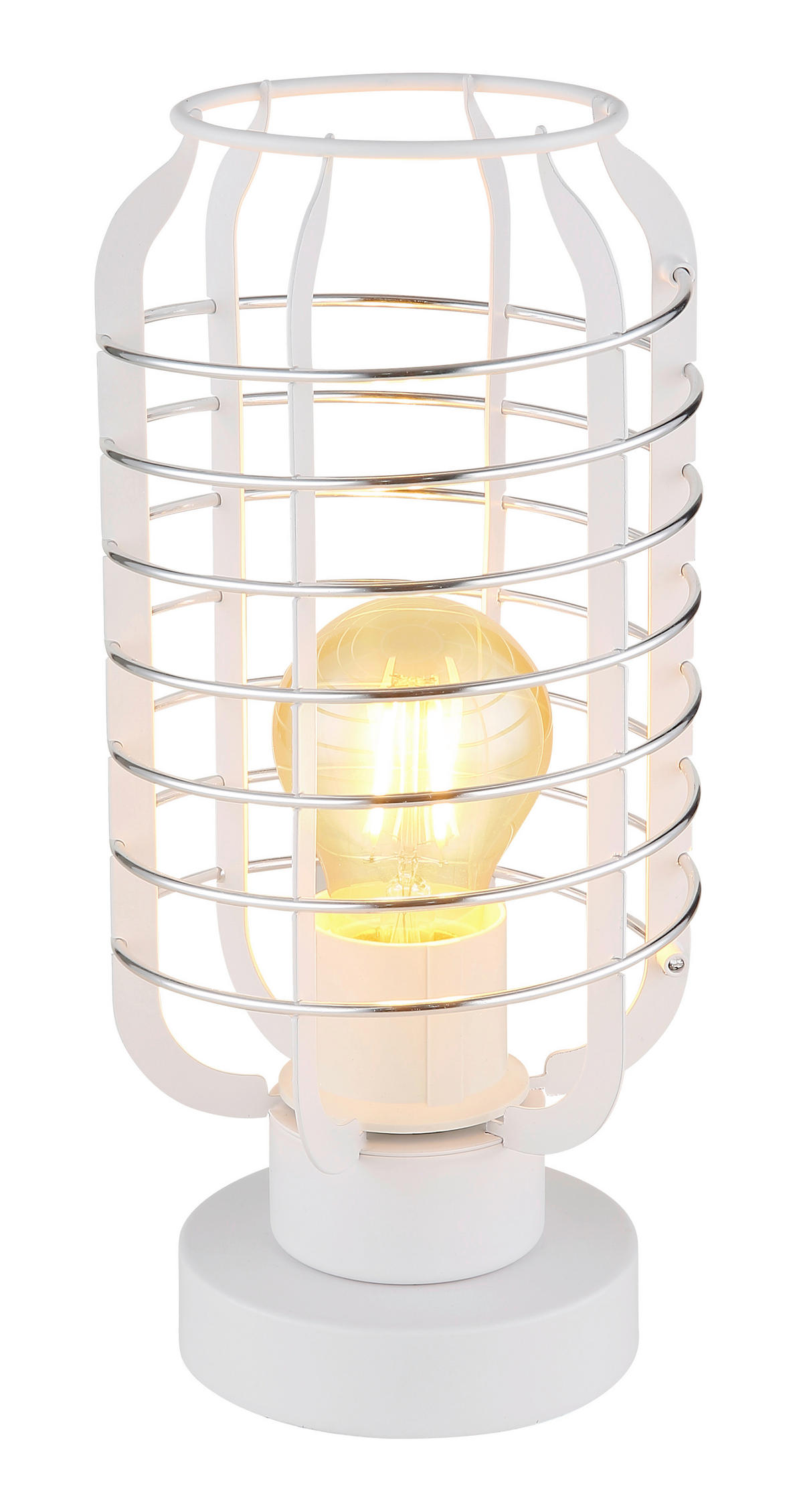 GLOBO Tischleuchte Chrom weiß Aluminium Metall B/H/L: ca. 18x19x33 cm E27 1 Brennstellen Tischleuchte-Nesa - weiß/Chrom (33,00/18,00/19,00cm) - GLOBO