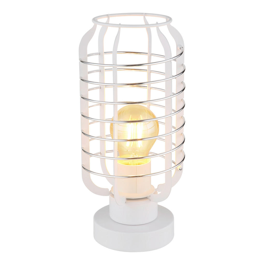 Thumbnail - GLOBO Tischleuchte Chrom weiß Aluminium Metall B/H/L: ca. 18x19x33 cm E27 1 Brennstellen