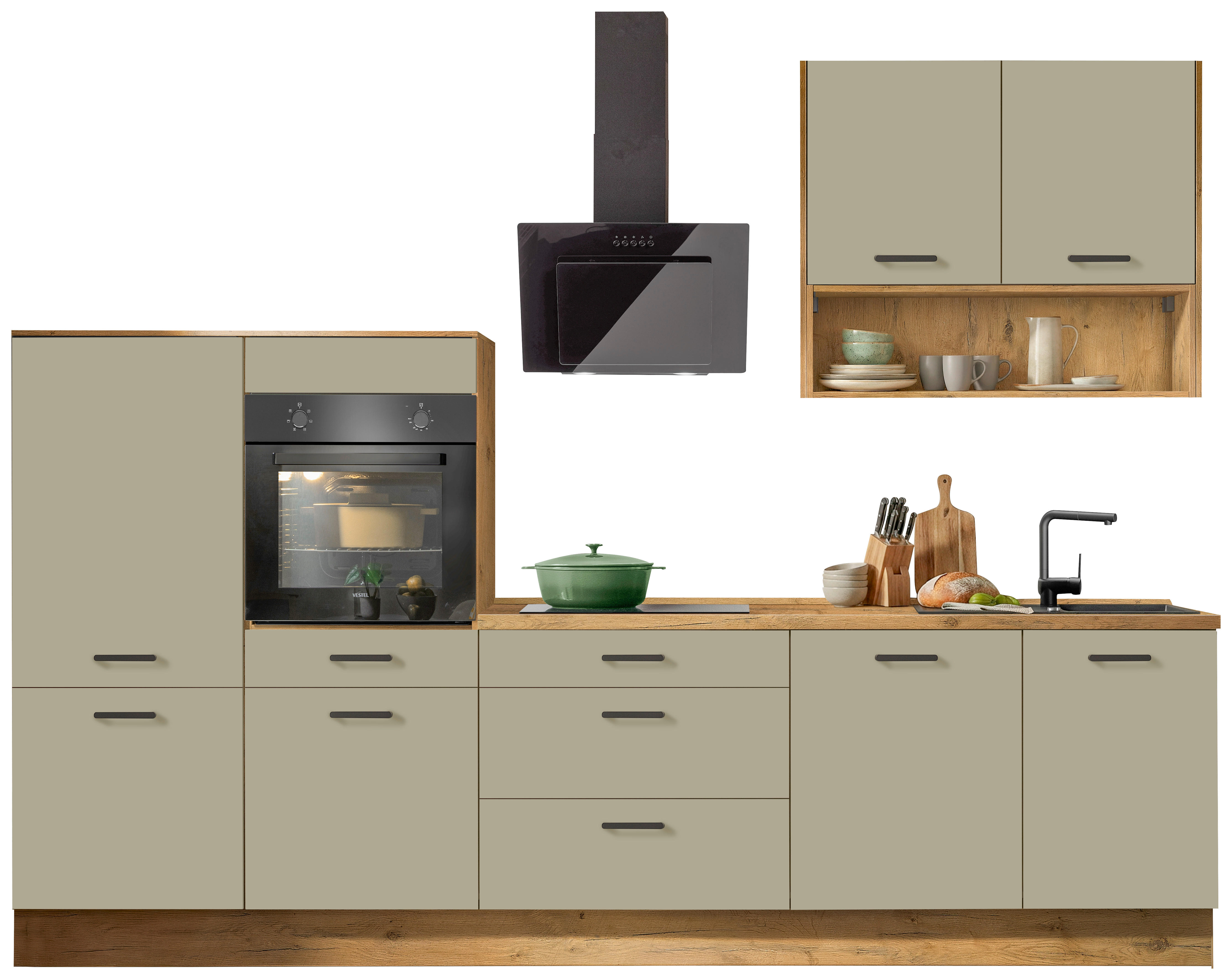 Impuls Küchenblock IP1200 salbei B/T: ca. 280x60 cm IP1200 - schwarz/salbei (280,00/60,00cm) - Impuls