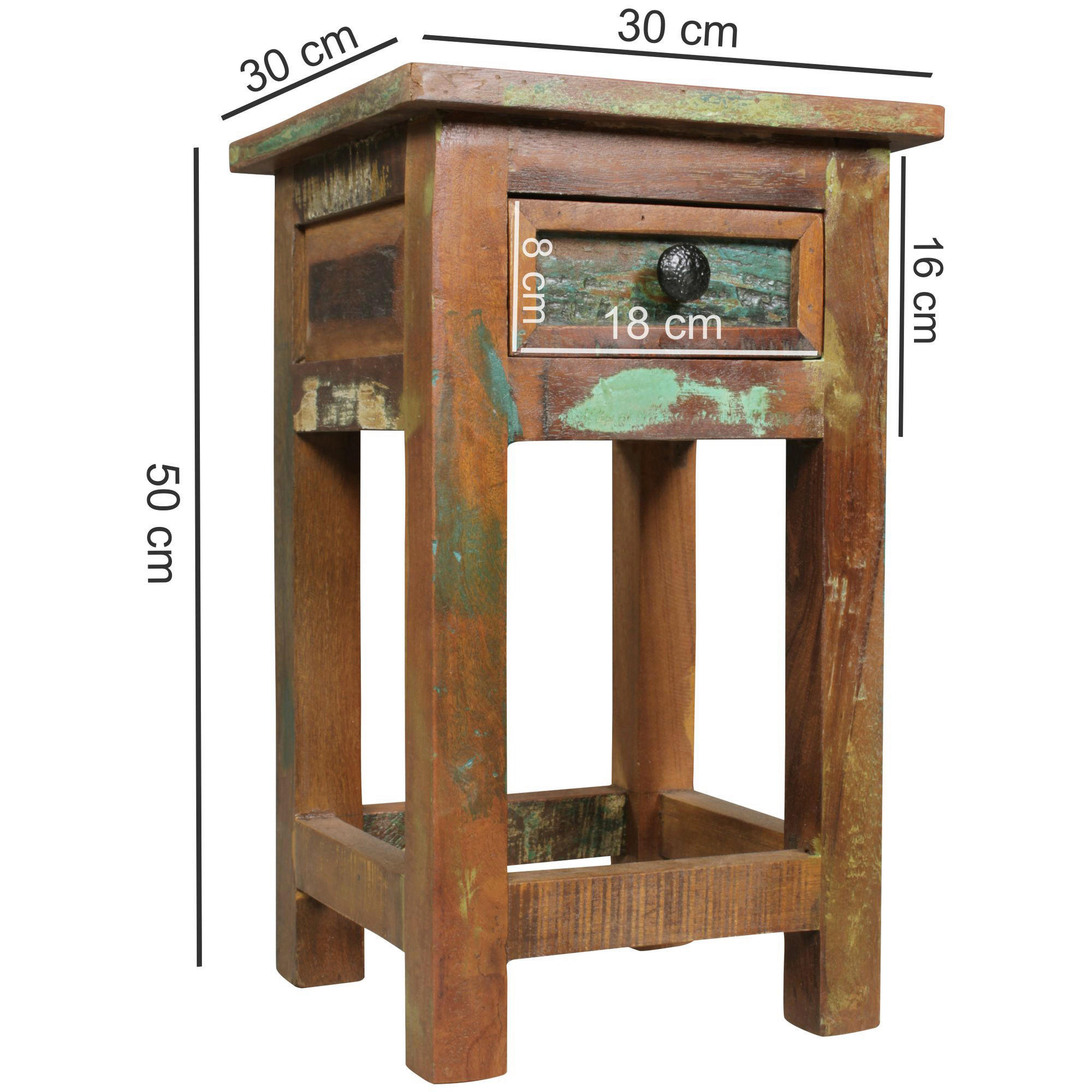 Beistelltisch braun Holz B/H/T: ca. 30x50x30 cm Beistelltisch Kalkutta - braun (30,00/50,00/30,00cm) - Wohnling