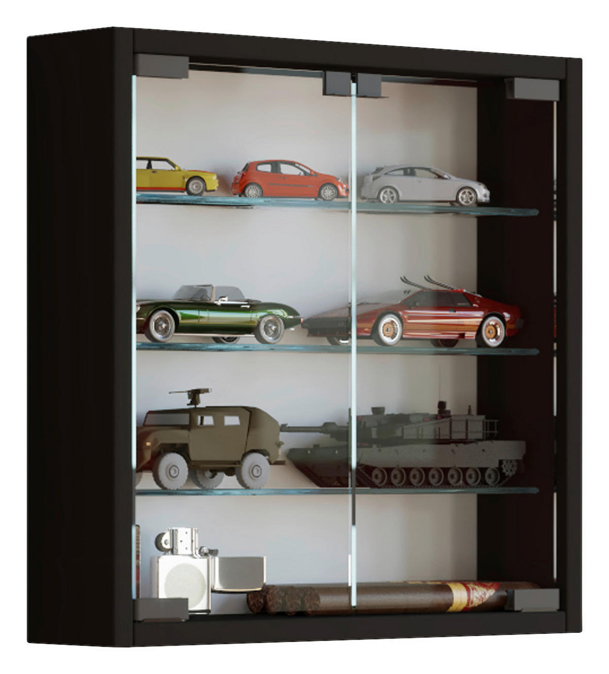Vitrine Mandosa S schwarz Holzwerkstoff Glas B/H/T: ca. 40x40x10 cm Mandosa S - schwarz (40,00/40,00/10,00cm) - VCM Möbel