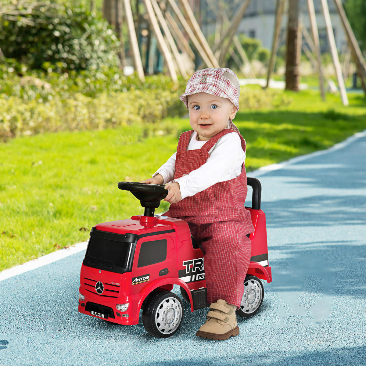 HOMCOM Kinder-Rutschfahrzeug B/H/L: ca. 28,5x45x62,5 cm Rutschfahrzeug - rot/schwarz (62,50/28,50/45,00cm) - HOMCOM