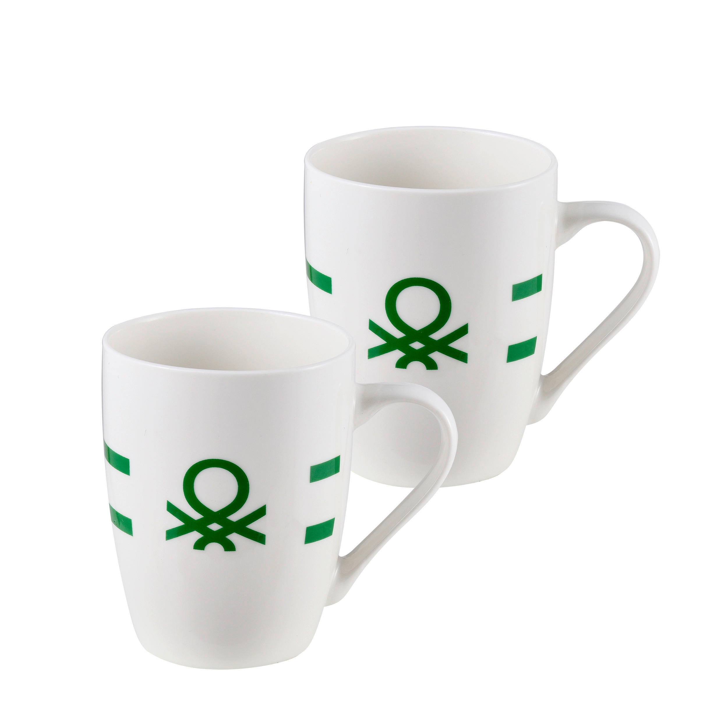 BENETTON Kaffeebecherset Rainbow grün Keramik Rainbow - weiß/grün - BENETTON