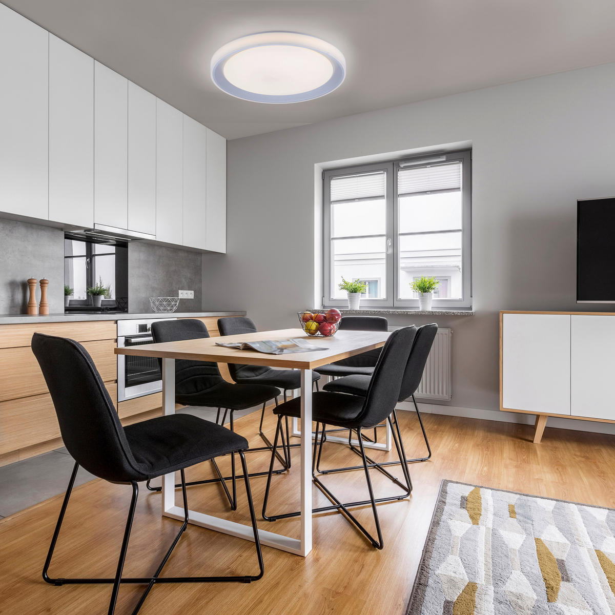 Just Light Smarte LED-Deckenleuchte LENI 15110-21 silber weiß Kunststoff H/D: ca. 7,5x51 cm 1 Brennstellen LOLAsmart-LENI - weiß/silber (51,00/7,50cm) - Just Light