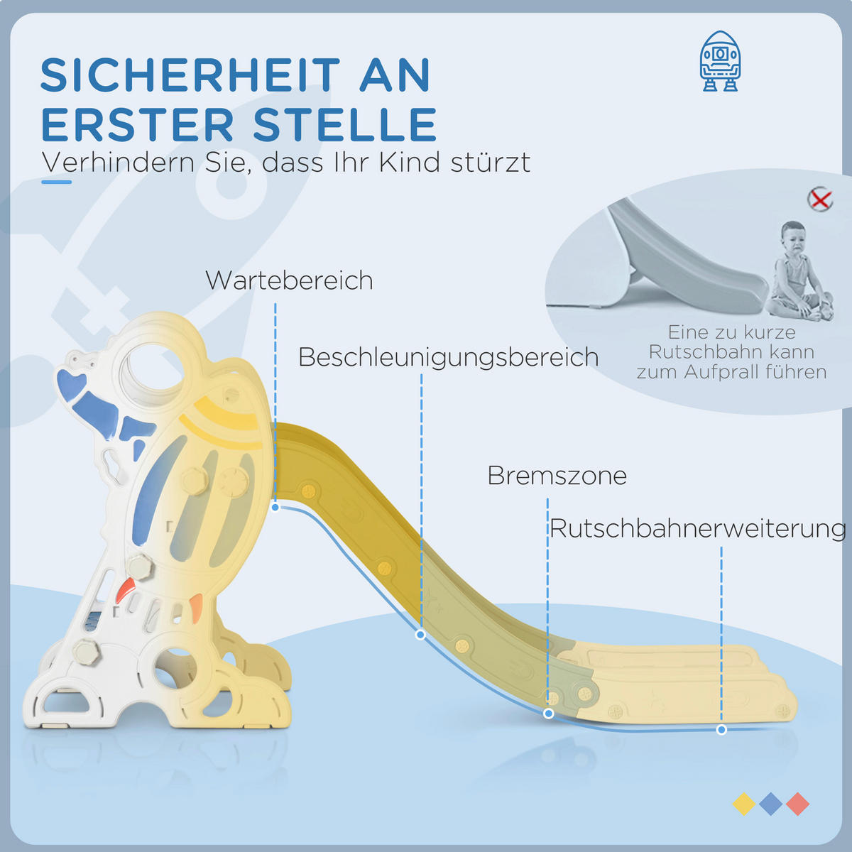 AIYAPLAY Kinderrutsche blau B/H/L: ca. 46,5x80x157 cm Kinderrutsche - blau (157,00/46,50/80,00cm) - AIYAPLAY