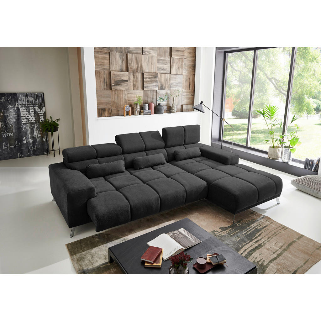 Thumbnail - Ecksofa Speed schwarz Flachgewebe B/H/T: ca. 285x99x201 cm