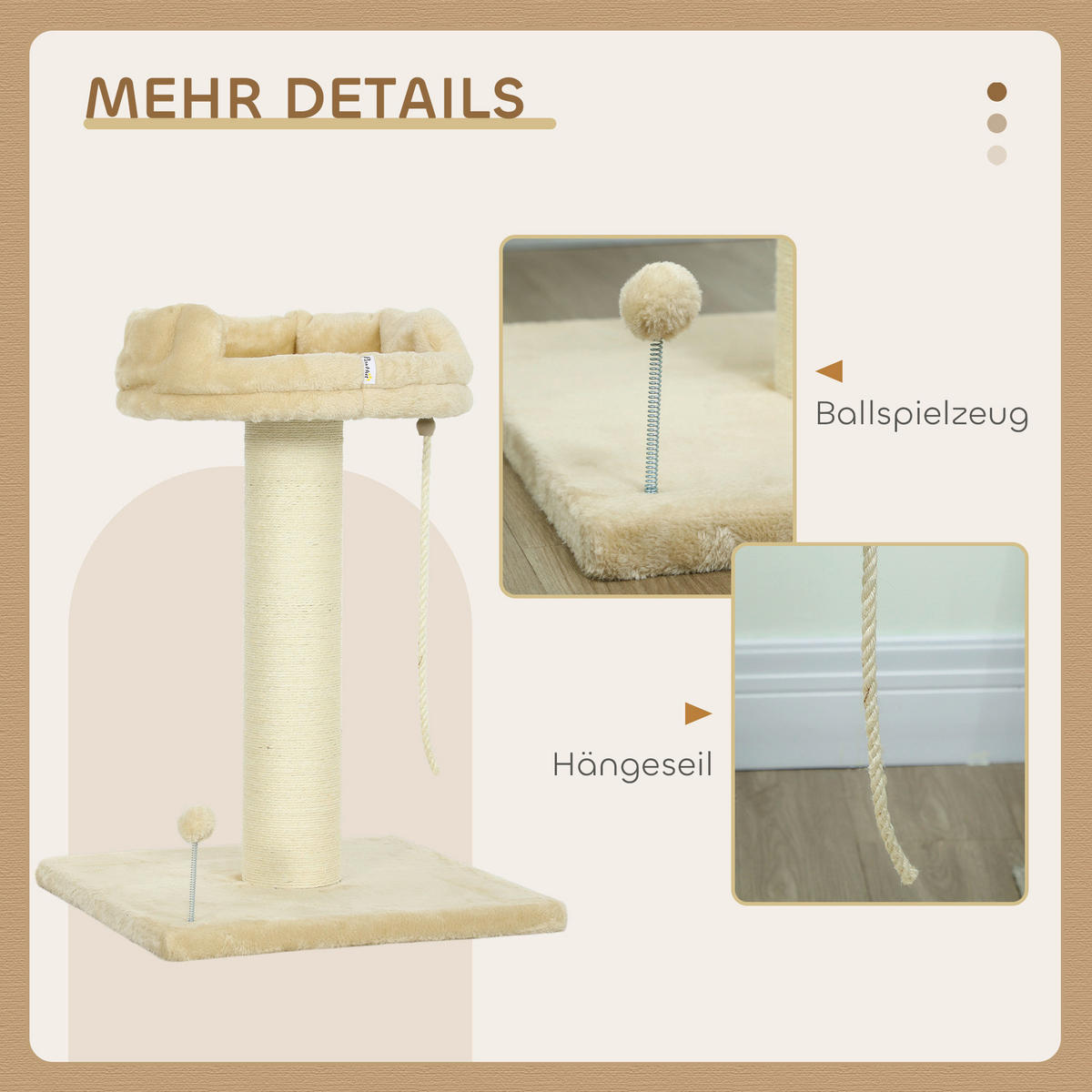 PawHut Kratzbaum beige Plüsch B/H/L: ca. 55x83x55 cm Kratzbaum - beige (55,00/55,00/83,00cm) - PawHut