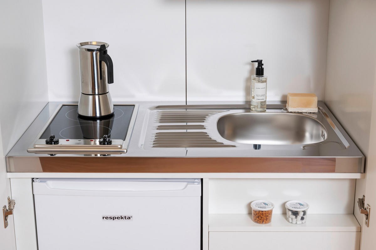 Respekta Schrankküche Economy schwarz matt B/H/T: ca. 104x193x67 cm Economy - weiß/schwarz (104,00/193,00/67,00cm) - Respekta