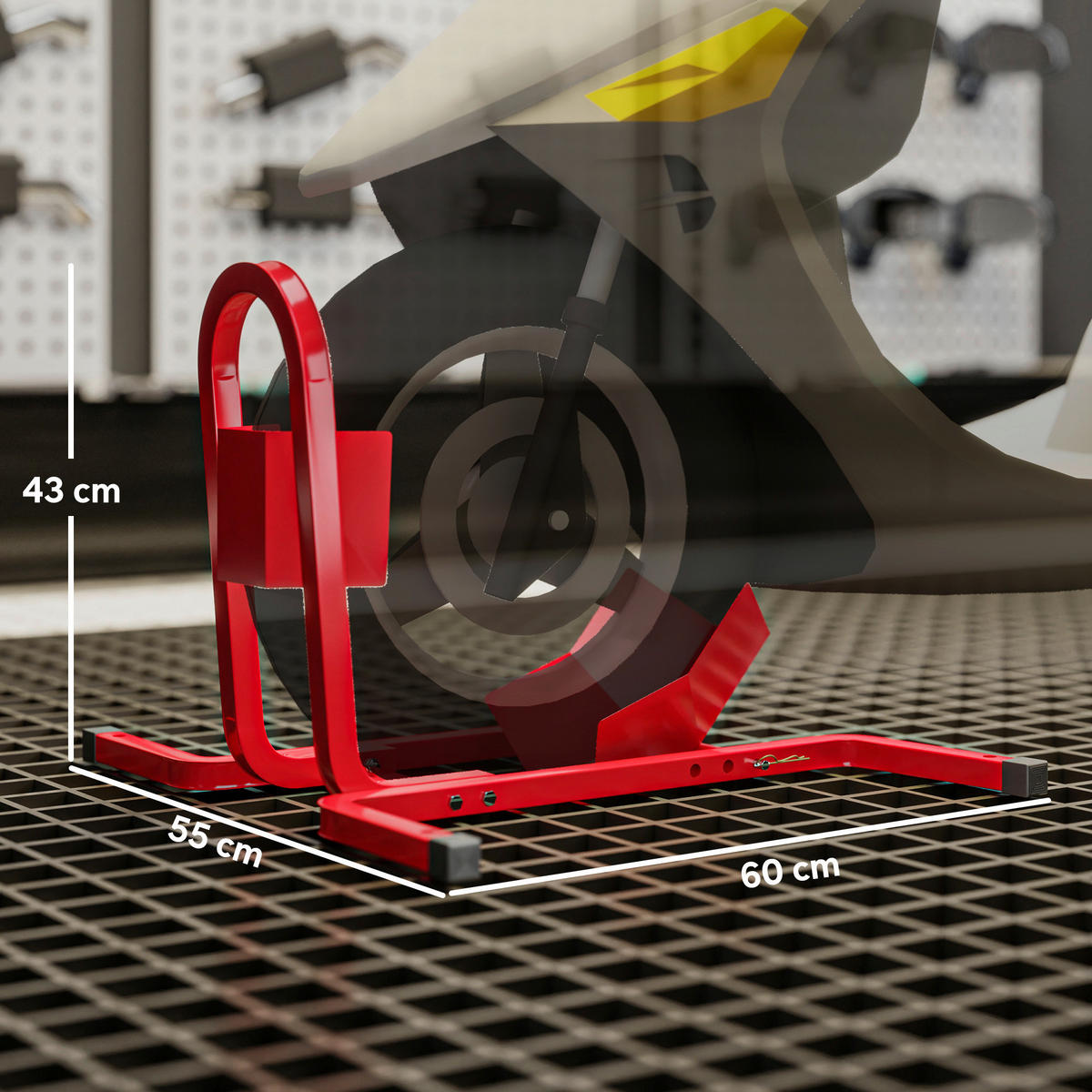 HOMCOM Motorradständer B/H/L: ca. 55x43x60 cm Motorradständer - rot (60,00/55,00/43,00cm) - HOMCOM
